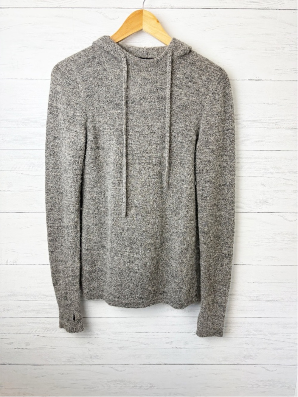 Peruvian Connection Alpaca Wool Hoodie Heathered Grey XS - Neutral Long Length